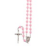 Chapelet sur chaine indecrochable, grains en plastique ronds Ø 7 mm, croix avec Christ..