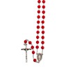 Chapelet sur chaine indecrochable, grains en plastique ronds Ø 7 mm, croix avec Christ..