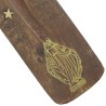 Brûle-encens en bois pour bâtonnets, décor imprimé, 26 × 3,5 cm. Boîte de 4..