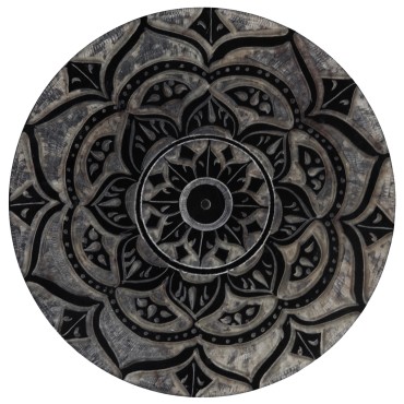 Brûle-encens en stéatite décorée pour bâtonnets, Ø 9 cm. Livré en boîte individuelle..