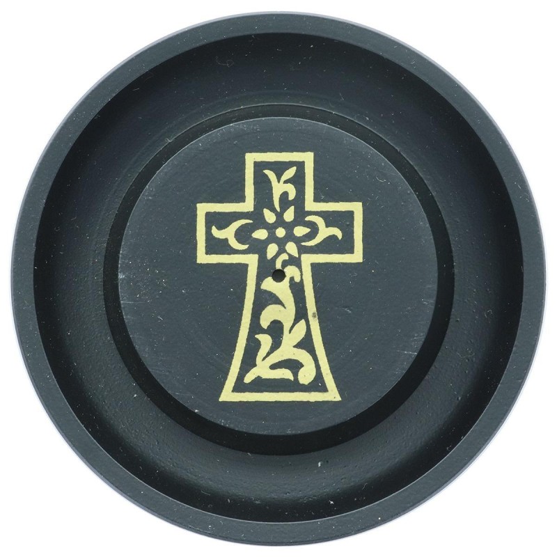 Brûle-encens en aluminium décoré pour bâtonnets, Ø 9,5 cm. Plusieurs motifs. Boîte de 2 pièces.