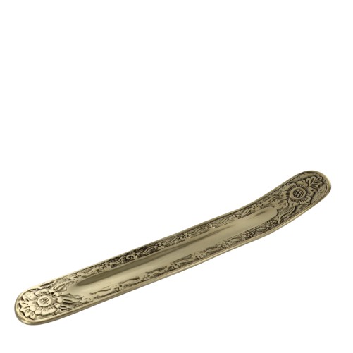 Brûle-encens en laiton ciselé pour bâtonnets, 26 × 3,5 cm..