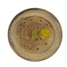 Brûle-encens rond en bois style brûlé avec éléphant, pour bâtonnets ou cônes, Ø 10 cm. Boîte de 2..
