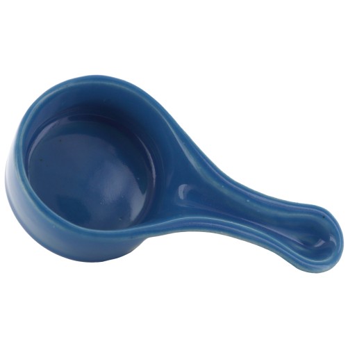 Cuillère bleue en céramique pour la fumigation de bâtonnets de Palo Santo. L 10.5 cm.