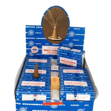 Boîte de 12 paquets de cônes d'encens Nag Champa 15 g, marque Satya Sai Baba..