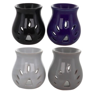 Brule parfum en ceramique. H 8 cm Ø 6 cm. Boite presentoir de 20 pieces couleurs assorties..