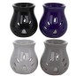Brule parfum en ceramique. H 8 cm Ø 6 cm. Boite presentoir de 20 pieces couleurs assorties..