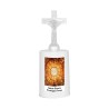Lumignon blanc a piles H. 13,5 cm avec croix, plusieurs saints.