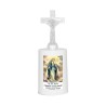 Lumignon blanc a piles H. 13,5 cm avec croix, plusieurs saints.