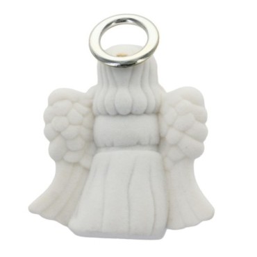 Boite présentoir ange velours blanc pour chaine ou collier. Hauteur 7 cm.