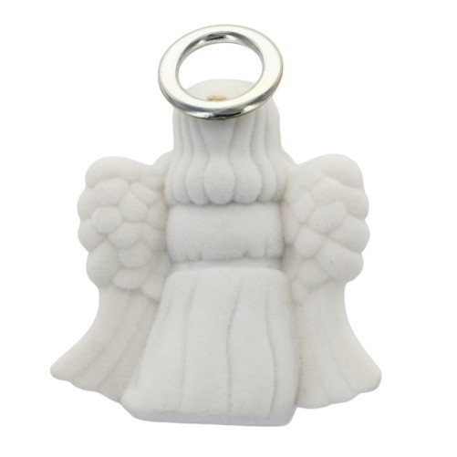Boite présentoir ange velours blanc pour chaine ou collier. Hauteur 7 cm.