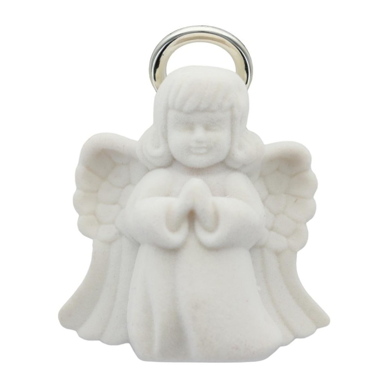 Boite présentoir ange velours blanc pour chaine ou collier. Hauteur 7 cm.