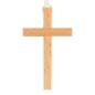 Croix d'aube en bois clair vernis 9 cm avec cordon blanc 60 cm..