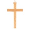 Croix d'aube en bois clair vernis 9 cm avec cordon blanc 60 cm..