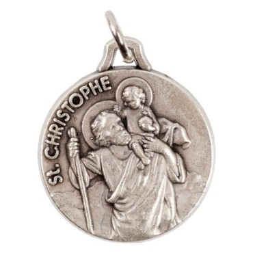 Medaille moulee ou frappee en metal couleur argentee Ø 1.8 cm. Plusieurs saints.