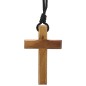 Croix de cou en bois de communion avec cordon noir 7x4.5 cm.