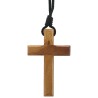 Croix de cou en bois de communion avec cordon noir 7x4.5 cm.