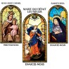 Autocollant Transparent vitrail de saint avec priere H. 10.5 x 6.5 cm pour bougie de neuvaine..