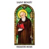 Autocollant Transparent vitrail de saint avec priere H. 10.5 x 6.5 cm pour bougie de neuvaine..
