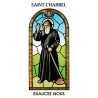 Autocollant Transparent vitrail de saint avec priere H. 10.5 x 6.5 cm pour bougie de neuvaine..