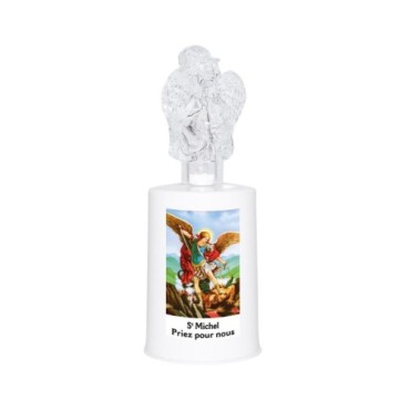 Lumignon blanc a piles H. 13,5 cm avec ange, plusieurs saints.