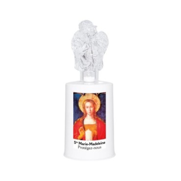Lumignon blanc a piles H. 13,5 cm avec ange, plusieurs saints.