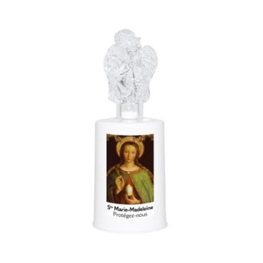 Lumignon blanc a piles H. 13,5 cm avec ange, plusieurs saints.