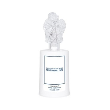 Lumignon blanc a piles H. 13,5 cm avec ange, plusieurs saints.