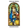 Autocollant Transparent vitrail de saint avec priere H. 10.5 x 6.5 cm pour bougie de neuvaine..