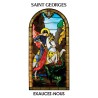 Autocollant Transparent vitrail de saint avec priere H. 10.5 x 6.5 cm pour bougie de neuvaine..