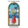 Autocollant Transparent vitrail de saint avec priere H. 10.5 x 6.5 cm pour bougie de neuvaine..