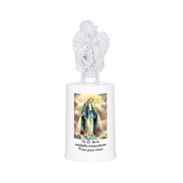 Lumignon blanc a piles H. 13,5 cm avec ange, plusieurs saints.