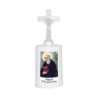 Lumignon blanc a piles H. 13,5 cm avec croix, plusieurs saints.