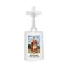 Lumignon blanc a piles H. 13,5 cm avec croix, plusieurs saints.