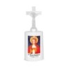 Lumignon blanc a piles H. 13,5 cm avec croix, plusieurs saints.