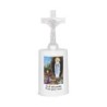 Lumignon blanc a piles H. 13,5 cm avec croix, plusieurs saints.