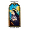 Autocollant Transparent vitrail de saint avec priere H. 10.5 x 6.5 cm pour bougie de neuvaine..