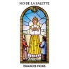 Autocollant Transparent vitrail de saint avec priere H. 10.5 x 6.5 cm pour bougie de neuvaine..