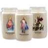 Veilleuse blanche 3 jours avec autocollant détouré de saint h. 9,7 cm, 5,8 cm.
