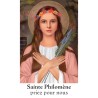 Autocollant Transparent classique de saint avec prière H. 10.5 x 6.5 cm pour bougie de neuvaine..