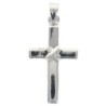 Croix de cou avec nœud au centre en argent rhodié 925 °/°°. H 2,4 cm (0.50 g). Livrée en boite..