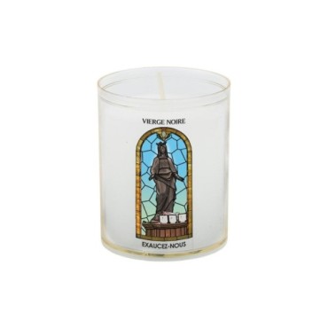 Veilleuse blanche avec autocollant -quot-vitrail-quot- de saint 20-24- H- 6-5 cm- -Oslash- 5 cm - VO 5--