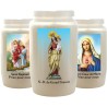 Veilleuse blanche 3 jours avec image classique de saint, hauteur 9,5 cm Ø 5.5 cm..