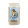 Veilleuse blanche 3 jours avec image classique de saint, hauteur 9,5 cm Ø 5.5 cm..
