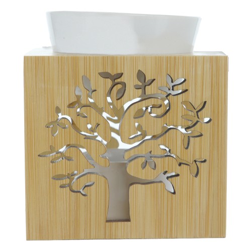Brule parfum en bois avec arbre de vie ajoure. Taille H. 11 cm x 9.50 cm.