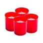 Sachet de 4 bougies rouges 20 heures, Ø 5,1 cm H.6 cm..