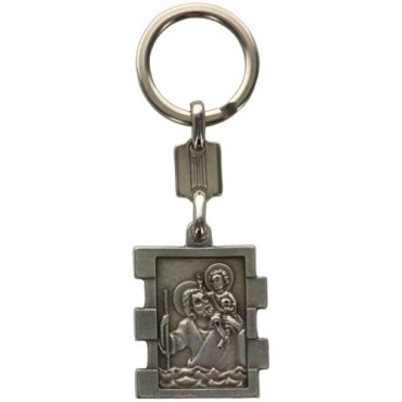 Portes clés en zamac de forme rectangulaire, hauteur 3.5 cm. Existe en différents Saints.