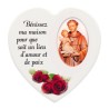 Magnet en bois avec prière forme coeur H 5 cm. Disponible avec différents Saints.