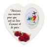 Magnet en bois avec prière forme coeur H 5 cm. Disponible avec différents Saints.