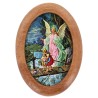 Plaque auto en bois d olivier forme ovale H. 4 x 3 cm avec resine de